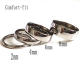 50pcs Classic Stainless Steel Wedding Rings 2mm-8mm
