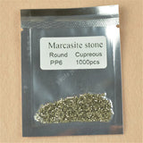 50pcs 0.8-2.0mm Round Flat Back Marcasite Stones DIY Jewelry Making