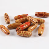 50pcs Painted Oval Wood Beads Charm Bracelet Jewelry DIY Beading