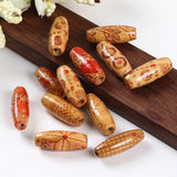 50pcs Painted Oval Wood Beads Charm Bracelet Jewelry DIY Beading