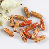 50pcs Painted Oval Wood Beads Charm Bracelet Jewelry DIY Beading