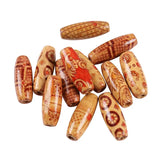 50pcs Painted Oval Wood Beads Charm Bracelet Jewelry DIY Beading