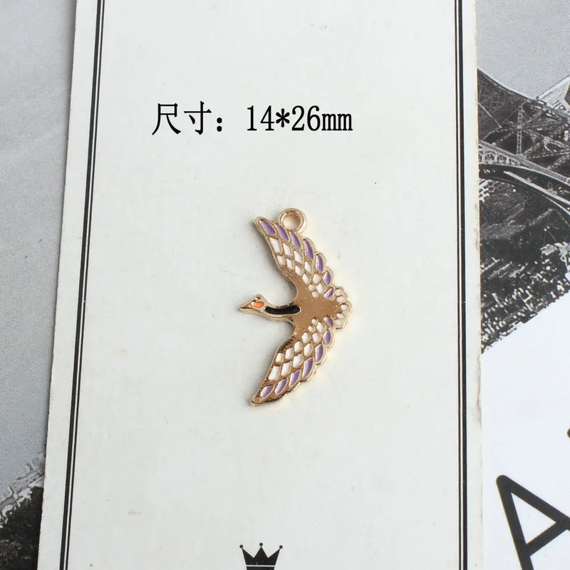 50pcs Wild Goose Bird Pendant Enamel DIY Accessories Necklace Bracelet Headdress