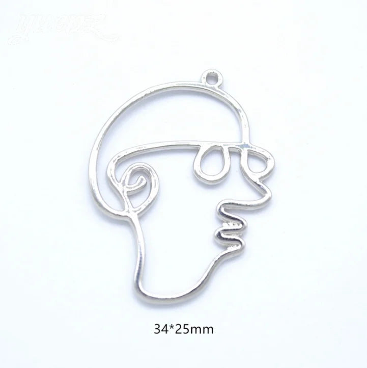 50pcs Art Abstract Human Face Charms Pendant DIY Jewelry Accessories