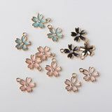 50pcs Alloy Cherry Flowers Floating Locket Charms DIY Jewelry Earring Pendant
