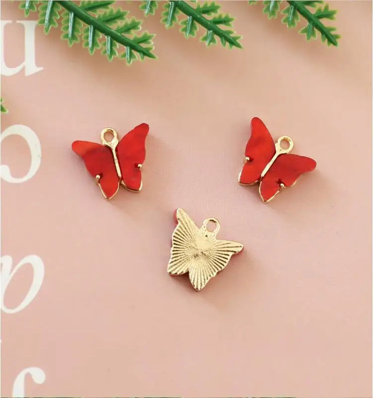 50pcs Butterfly Acrylic Alloy Charms DIY Jewelry Pendants
