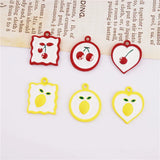 50pcs Cherry Lemon Core Rubber Paint Alloy Floating Locket Charms