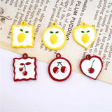 50pcs Cherry Lemon Core Rubber Paint Alloy Floating Locket Charms