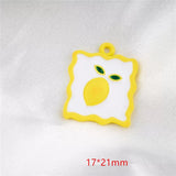 50pcs Cherry Lemon Core Rubber Paint Alloy Floating Locket Charms