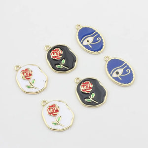 50pcs Cartoon Flowers Alloy Charms for DIY Jewelry