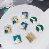 50pcs Cartoon Girls/Rabbits/Bears Alloy Floating Locket Charms