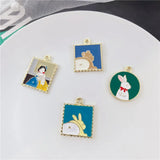 50pcs Cartoon Girls/Rabbits/Bears Alloy Floating Locket Charms