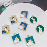 50pcs Cartoon Girls/Rabbits/Bears Alloy Floating Locket Charms