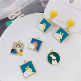 50pcs Cartoon Girls/Rabbits/Bears Alloy Floating Locket Charms