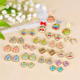 50pcs Cartoon Print Resin Core Charms for DIY Jewelry Making