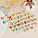 50pcs Cartoon Print Resin Core Charms for DIY Jewelry Making