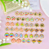 50pcs Cartoon Print Resin Core Charms for DIY Jewelry Making