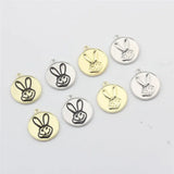 50pcs Cartoon Rabbit Heads Round Alloy Locket Charms DIY Jewelry Accessory