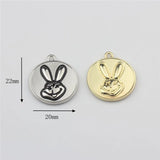 50pcs Cartoon Rabbit Heads Round Alloy Locket Charms DIY Jewelry Accessory