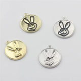 50pcs Cartoon Rabbit Heads Round Alloy Locket Charms DIY Jewelry Accessory