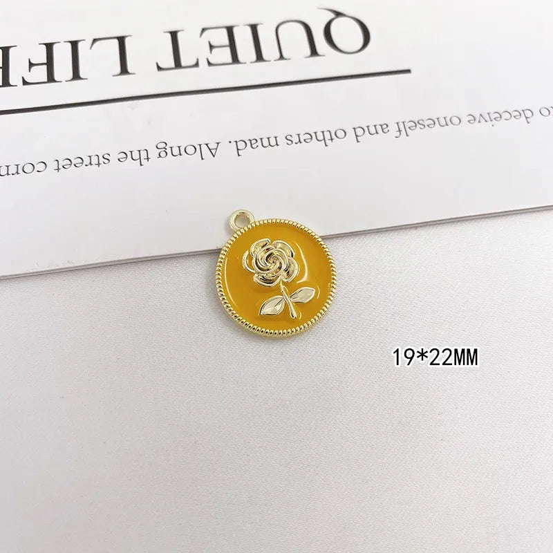50pcs Cartoon Rose Flowers Alloy Charms for Floating Lockets