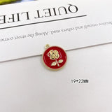 50pcs Cartoon Rose Flowers Alloy Charms for Floating Lockets