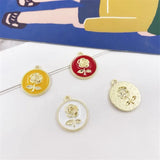 50pcs Cartoon Rose Flowers Alloy Charms for Floating Lockets