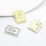 50pcs Cartoon Rose Flowers Rectangle Alloy Charms DIY Jewelry Accessory