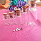 50pcs Clear Glass Bottles with Corks and Eyehooks - 13mm/16mm/18mm