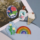 50pcs Flowers Print Acrylic Beads DIY Jewelry Accessory