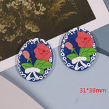 50pcs Flowers Print Acrylic Beads DIY Jewelry Accessory