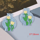 50pcs Flowers Print Acrylic Beads DIY Jewelry Accessory