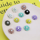 50pcs Flowers Alloy/Zircon Charms for DIY Jewelry Making