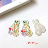 50pcs Flowers Pattern Print Acrylic Beads DIY Jewelry Earring/Garment Accessory