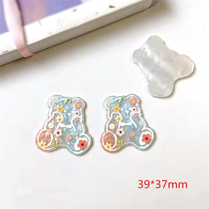 50pcs Flowers Pattern Print Acrylic Beads DIY Jewelry Earring/Garment Accessory