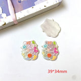 50pcs Flowers Pattern Print Acrylic Beads DIY Jewelry Earring/Garment Accessory