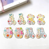 50pcs Flowers Pattern Print Acrylic Beads DIY Jewelry Earring/Garment Accessory