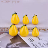 50pcs Yellow Print Pear Shape Resin Beads Charms with Alloy Hanger