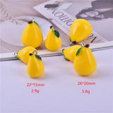 50pcs Yellow Print Pear Shape Resin Beads Charms with Alloy Hanger