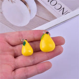 50pcs Yellow Print Pear Shape Resin Beads Charms with Alloy Hanger