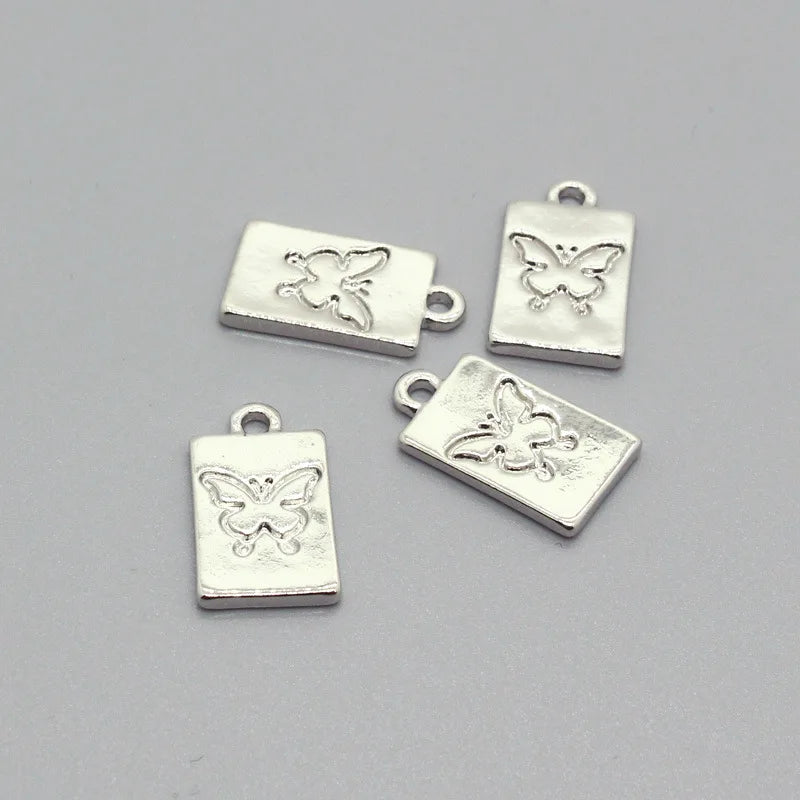 50pcs Square Card Butterfly Charm DIY Pendants Wedding Jewelry