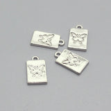 50pcs Square Card Butterfly Charm DIY Pendants Wedding Jewelry