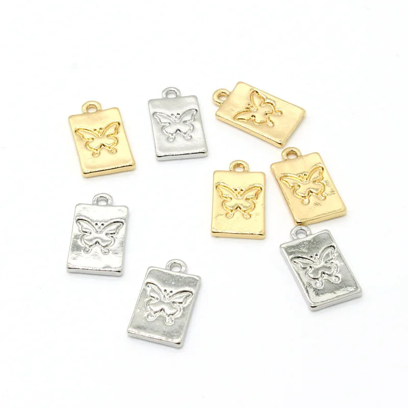 50pcs Square Card Butterfly Charm DIY Pendants Wedding Jewelry