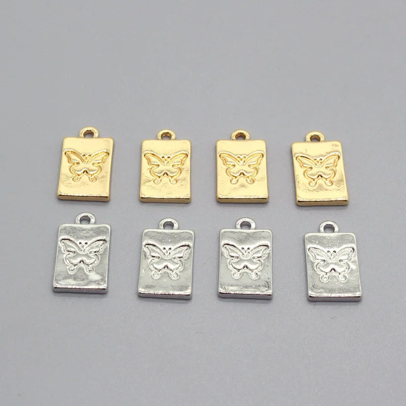 50pcs Square Card Butterfly Charm DIY Pendants Wedding Jewelry