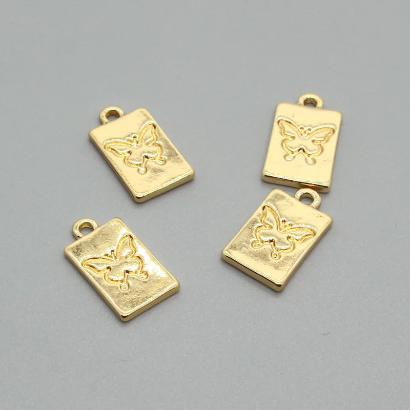 50pcs Square Card Butterfly Charm DIY Pendants Wedding Jewelry