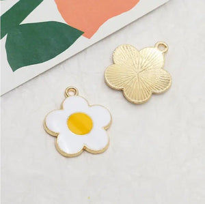 50pcs Alloy Drop Oil Charms Flowers Shape DIY Jewelry Earring/Bracelet Pendants