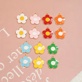 50pcs Alloy Drop Oil Charms Flowers Shape DIY Jewelry Earring/Bracelet Pendants