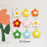 50pcs Alloy Drop Oil Charms Flowers Shape DIY Jewelry Earring/Bracelet Pendants
