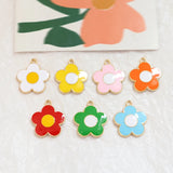50pcs Alloy Drop Oil Charms Flowers Shape DIY Jewelry Earring/Bracelet Pendants