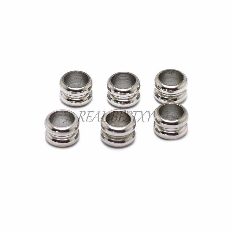 50pcs Stainless Steel Big Hole Spacer Beads DIY Charm Jewelry Making Findings